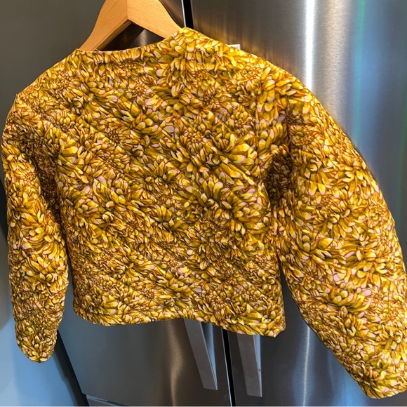 KIKA Vargas CROP JACKET NEW Mum Floral Quilted Jacket GOLD Yellow tan Button Up - Picture 5 of 16